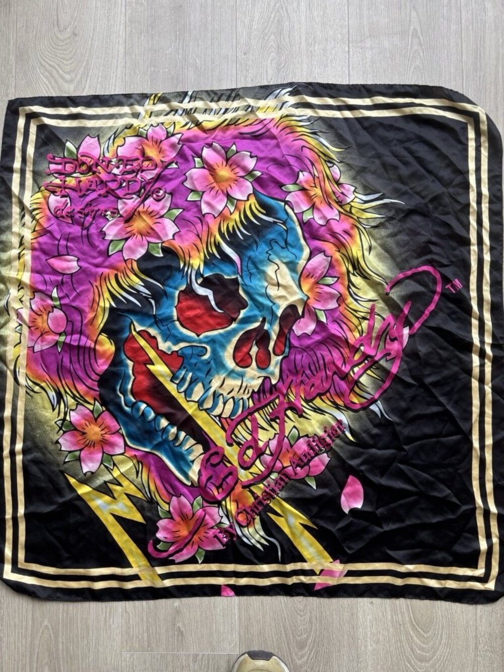 Ed Hardy by Christian Audigier Graphic Skull Scarf Y2K Vintage